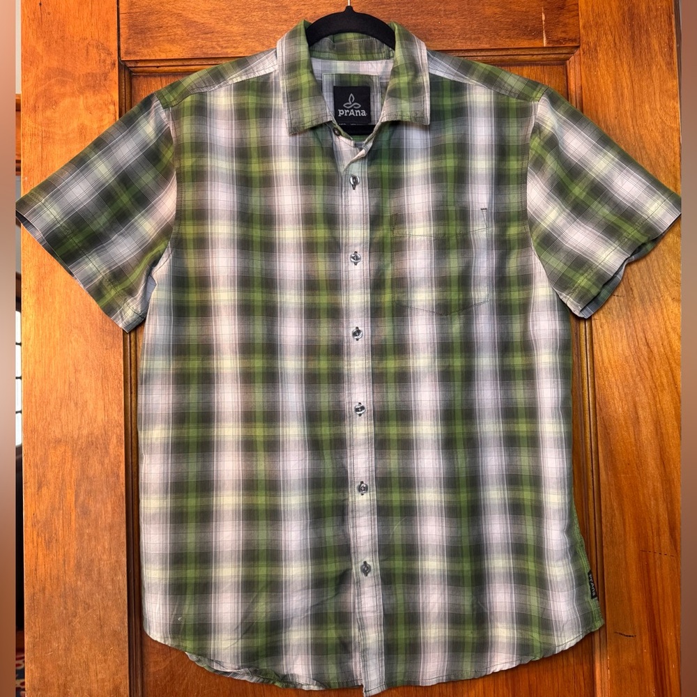 Prana Caymen Button Down Plaid Shirt - Medium